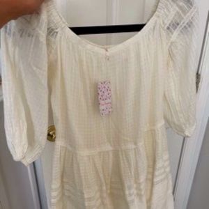 White cotton off the shoulder short summer dress